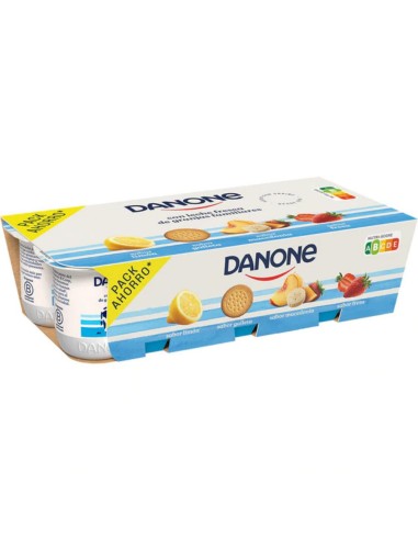 DANONE YOGUR FRESA/MACED/LIMON/GALLETA PACK-8 AGRU