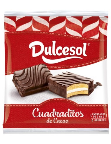 DULCESOL CUADRADITOS DE CACAO 4U.