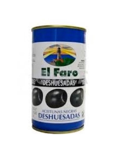 ACEITUNAS NEGRAS DESHUESADAS EL FARO BOTE 350GR.