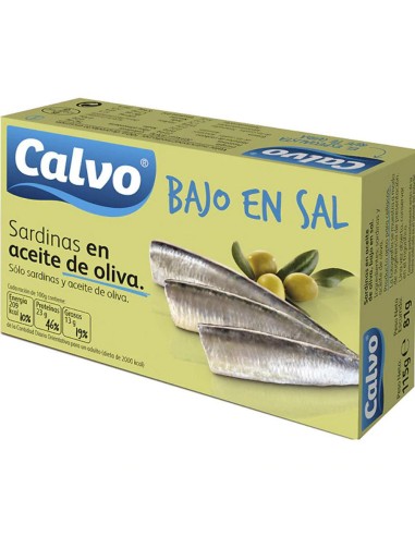 SARDINAS CALVO ACEITE OLIVA BAJO EN SAL 180GR.