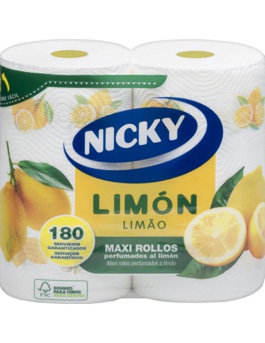 PAPEL COCINA NICKY MAXI ROLLO LIMON PACK-2U.