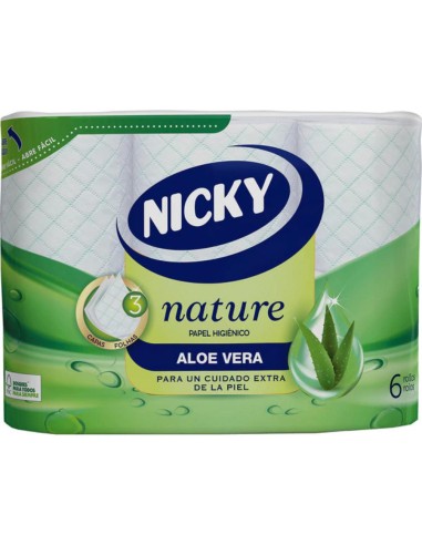 PAPEL HIGIENICO NICKY ALOE VERA PACK-6 ROLLOS