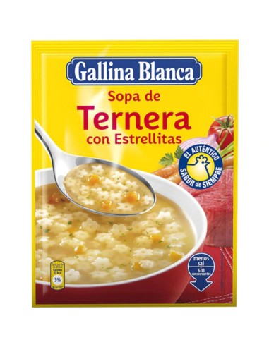 SOPA DE TERNERA CON ESTRELLITAS GALLINA BLANCA SOBRE 74GR.